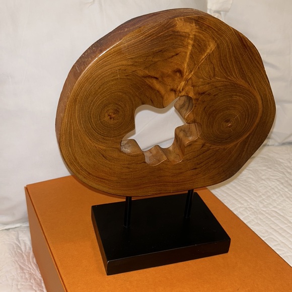 Abstract Wood Sculpture Art Mounted on Stand - Picture 2 of 11